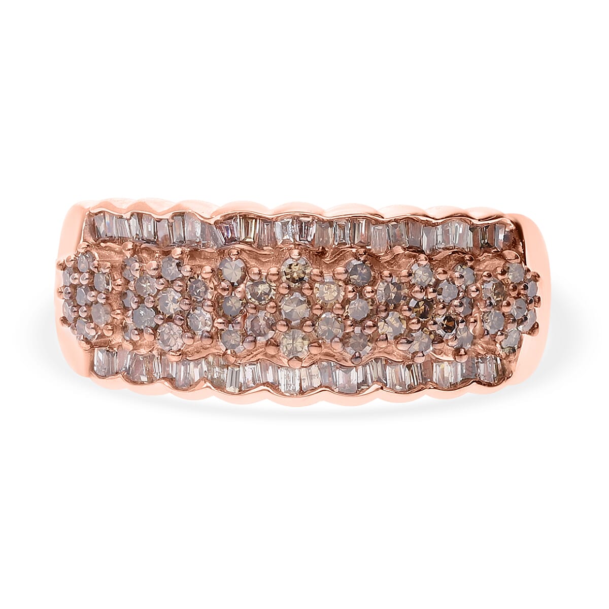 Natural Champagne Diamond 1.01 ctw Ring in 18K Vermeil Rose Gold Over Sterling Silver (Size 10.0)