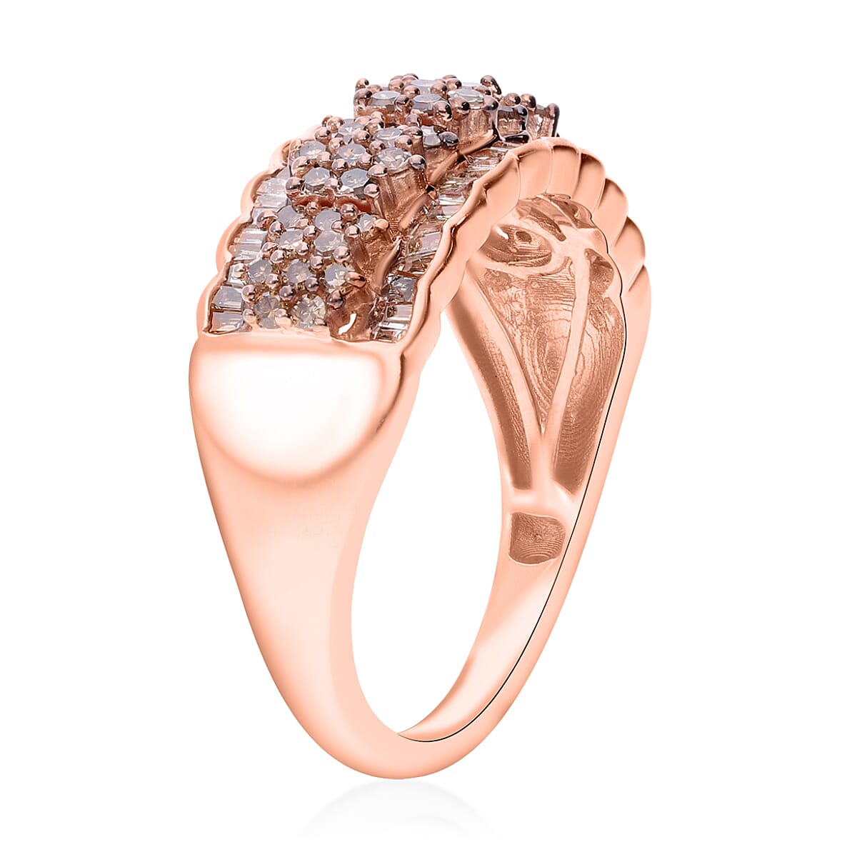 Natural Champagne Diamond 1.01 ctw Ring in 18K Vermeil Rose Gold Over Sterling Silver (Size 10.0)
