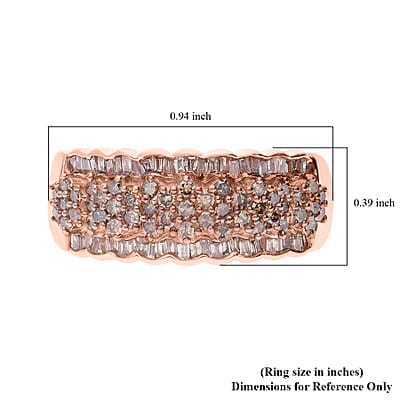 Natural Champagne Diamond 1.01 ctw Ring in 18K Vermeil Rose Gold Over Sterling Silver (Size 10.0)