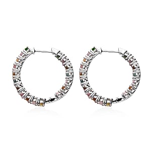 Multi-Tourmaline Inside Out Hoop Earrings in Platinum Over Sterling Silver 4.25 ctw