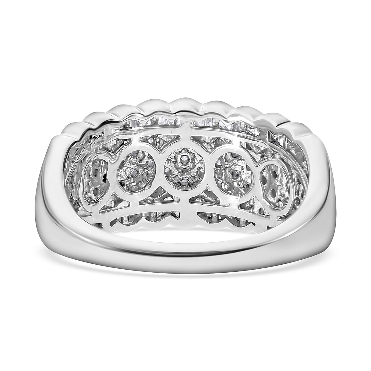 White Diamond 1.01 ctw Ring in Platinum Over Sterling Silver (Size 10.0)