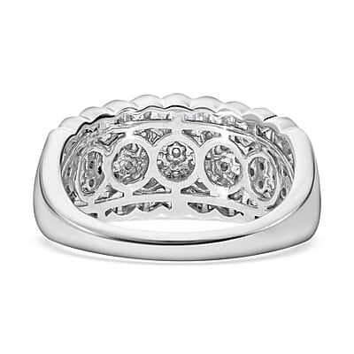 White Diamond 1.01 ctw Ring in Platinum Over Sterling Silver (Size 10.0)