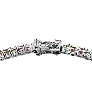 D'Joy Multi-Tourmaline Tennis Bracelet in Platinum Over Sterling Silver (7.25 In) 5.75 ctw