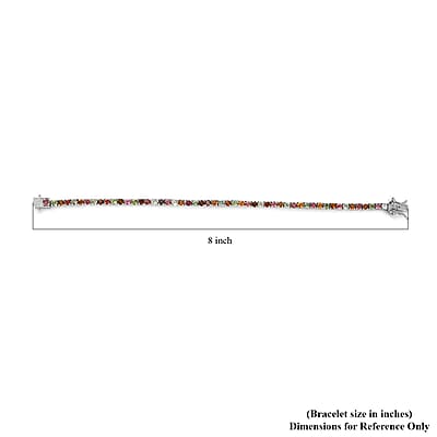 D'Joy Multi-Tourmaline Tennis Bracelet in Platinum Over Sterling Silver (7.25 In) 5.75 ctw