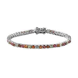 D'Joy Multi-Tourmaline Tennis Bracelet in Platinum Over Sterling Silver (8.00 In) 6.50 ctw