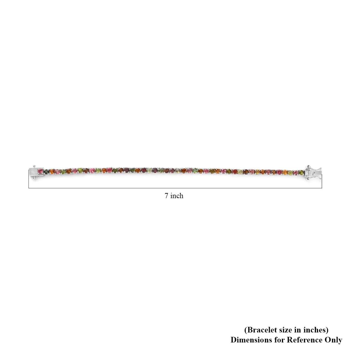 Multi-Tourmaline Tennis Bracelet in Platinum Over Sterling Silve (6.50 In) 5.15 ctw image number 4