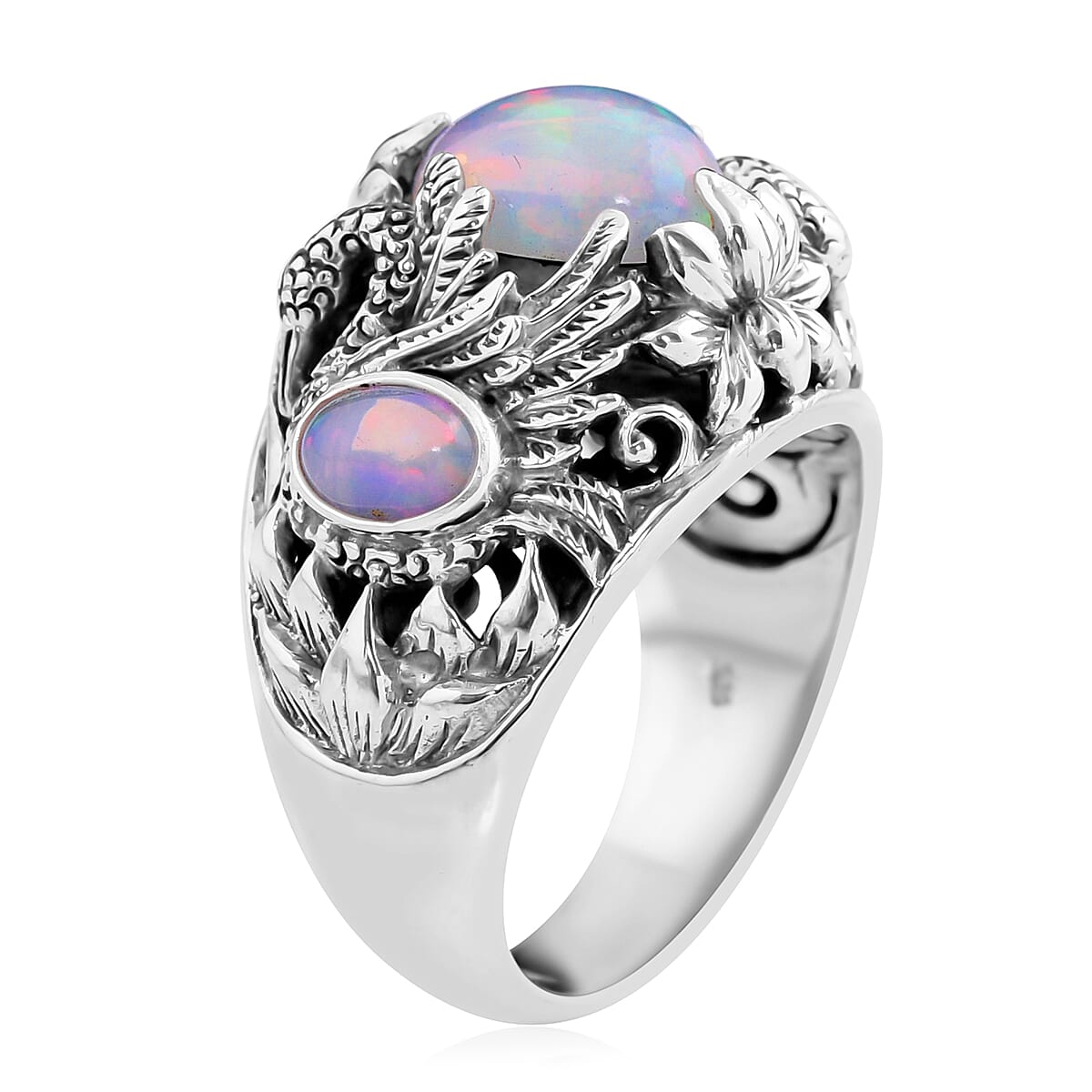 Bali Legacy Ethiopian Welo Opal Swan Ring in Sterling Silver (Size 10.0) 2.00 ctw image number 3