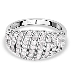 White Diamond 1.02 ctw Ring in Platinum Over Sterling Silver (Size 6.5)