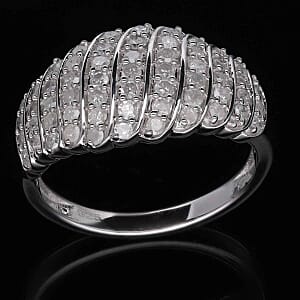 White Diamond 1.02 ctw Ring in Platinum Over Sterling Silver (Size 6.5)