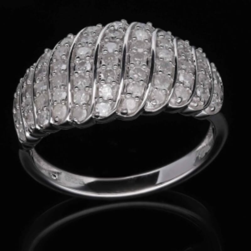 White Diamond 1.02 ctw Ring in Platinum Over Sterling Silver (Size 8.0)