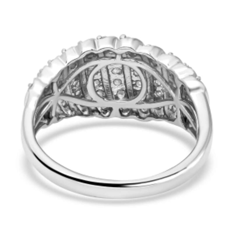 White Diamond 1.02 ctw Ring in Platinum Over Sterling Silver (Size 8.0)