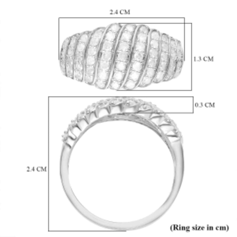 White Diamond 1.02 ctw Ring in Platinum Over Sterling Silver (Size 8.0)