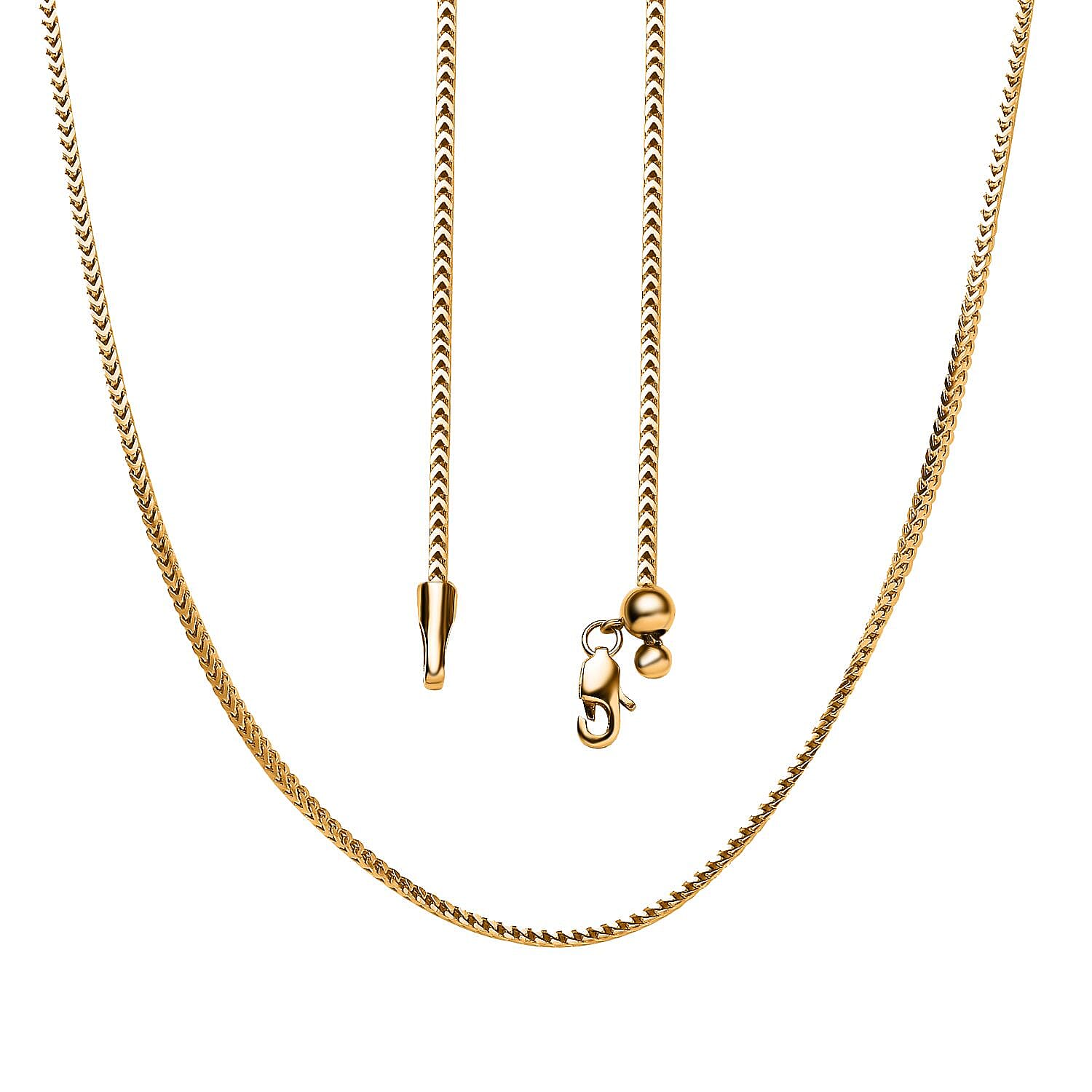 22K Yellow Gold Franco Chain Necklace with Bolo Extender 20 Inches 9 Grams