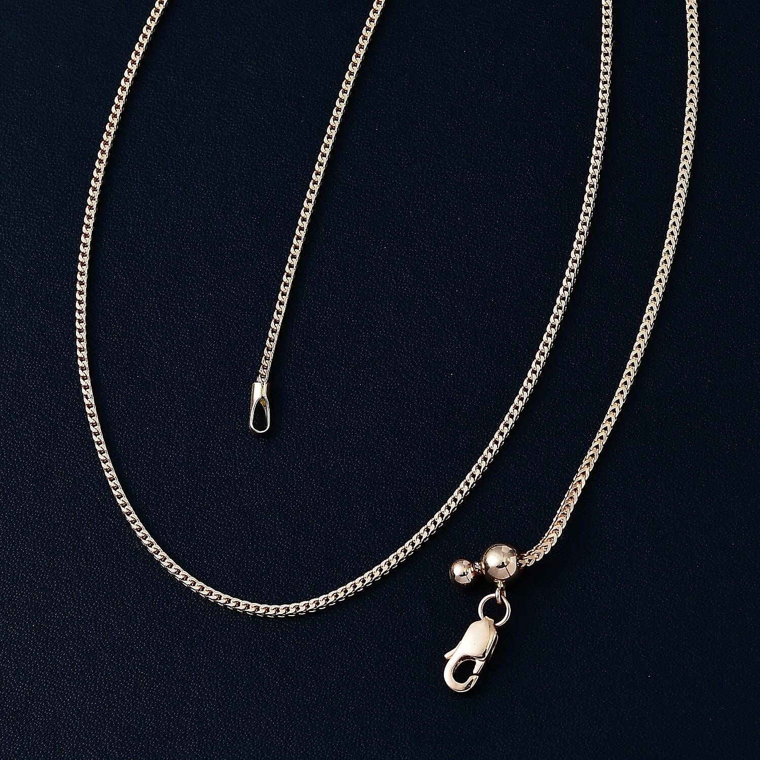 22K Yellow Gold Franco Chain Necklace with Bolo Extender 20 Inches 9 Grams