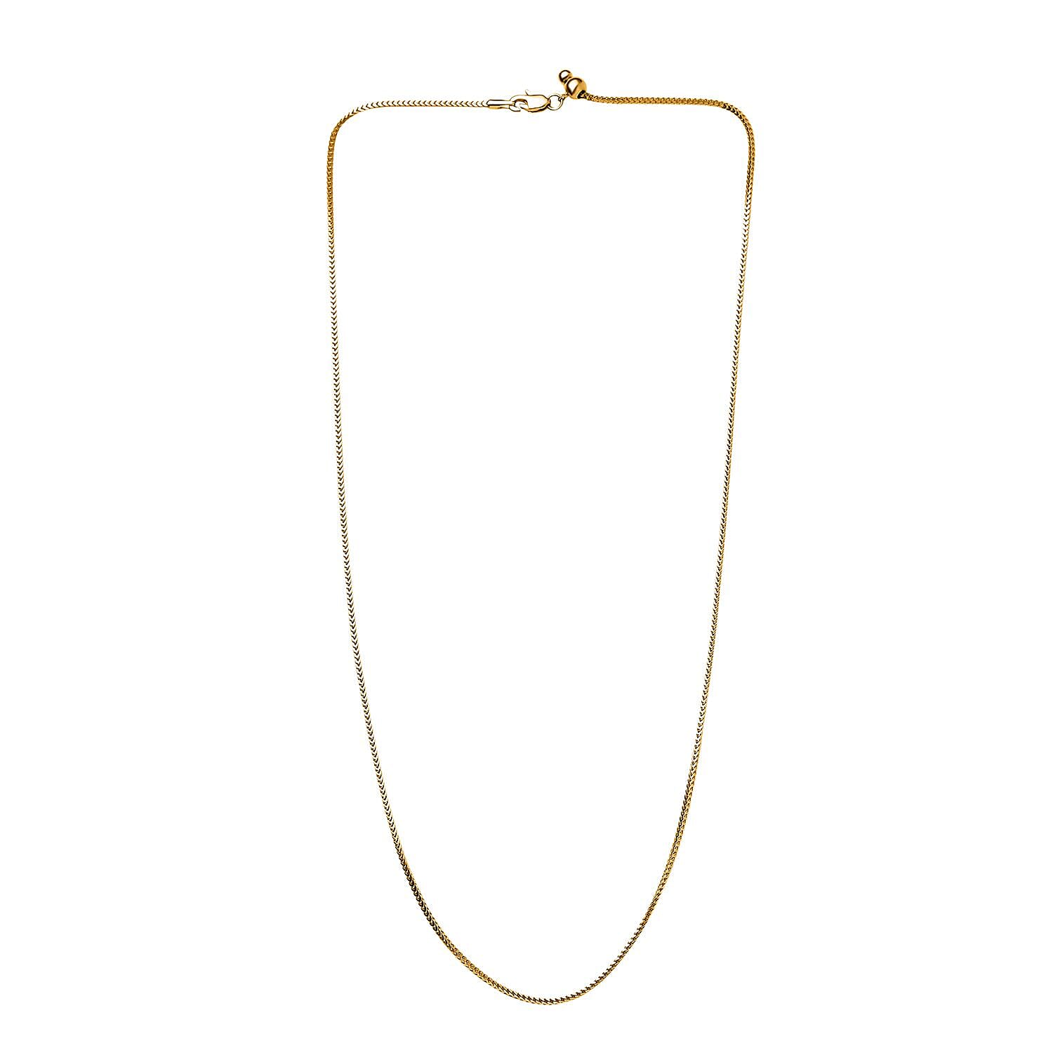 22K Yellow Gold Franco Chain Necklace with Bolo Extender 20 Inches 9 Grams