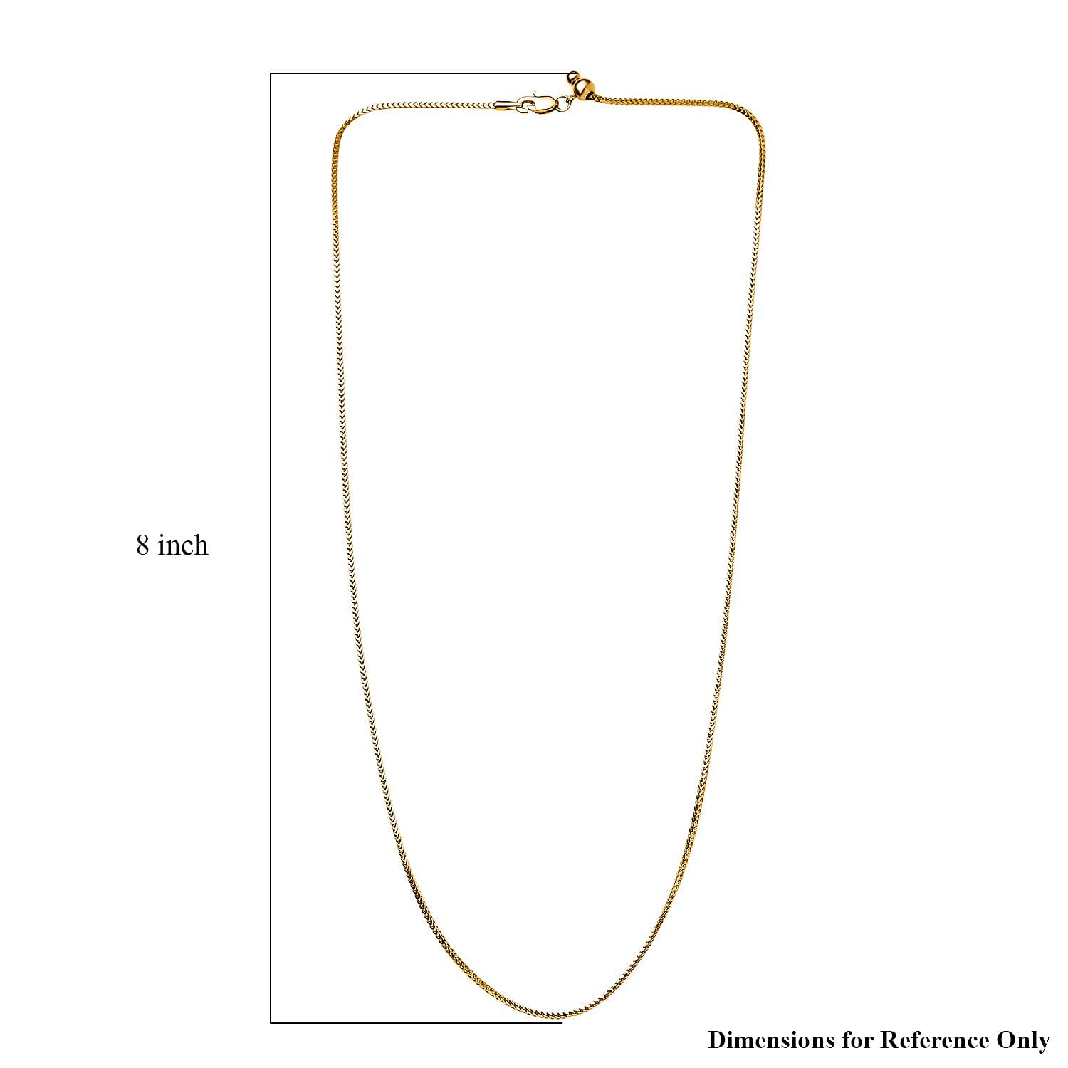 22K Yellow Gold Franco Chain Necklace with Bolo Extender 20 Inches 9 Grams