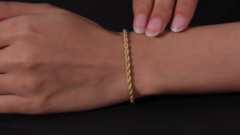 22K Yellow Gold Rope Bracelet (7.50-8.0In) 4.70 Grams