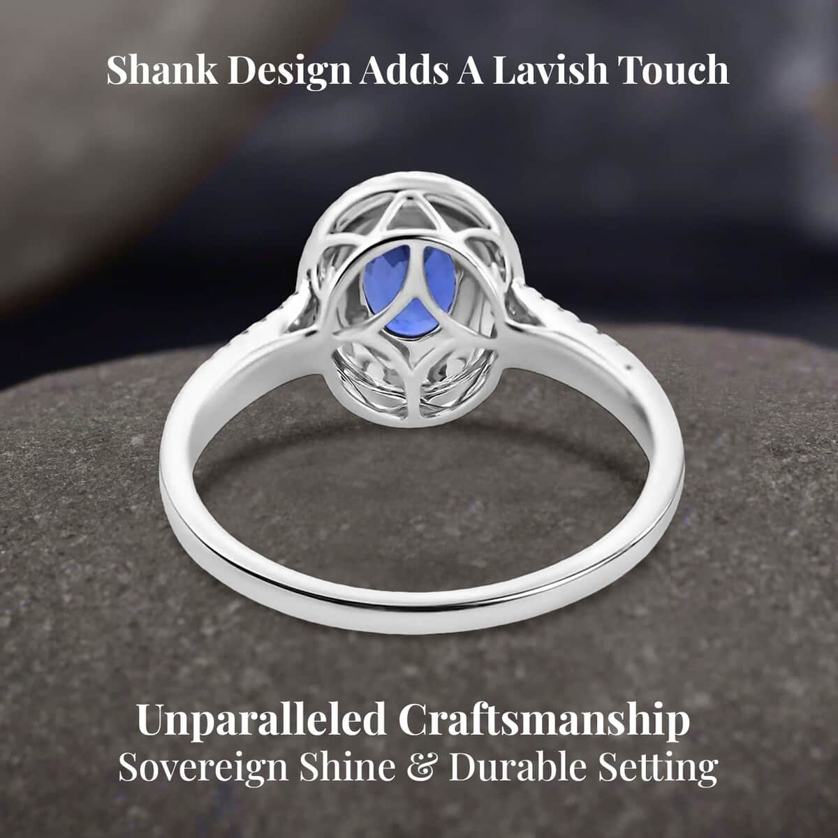 Certified & Appraised Iliana 18K White Gold AAA Ceylon Blue Sapphire and G-H SI Diamond Double Halo Ring (Size 10.0) 4.45 Grams 1.75 ctw image number 3