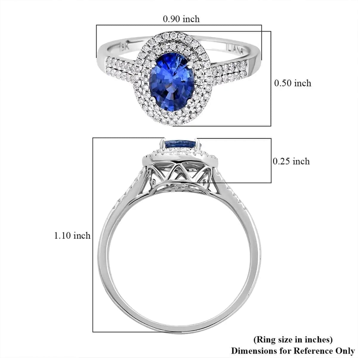 Certified & Appraised Iliana 18K White Gold AAA Ceylon Blue Sapphire and G-H SI Diamond Double Halo Ring (Size 10.0) 4.45 Grams 1.75 ctw image number 6