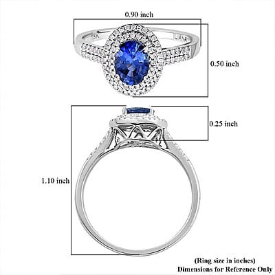 Certified & Appraised Iliana 18K White Gold AAA Ceylon Blue Sapphire and G-H SI Diamond Double Halo Ring (Size 10.0) 4.45 Grams 1.75 ctw