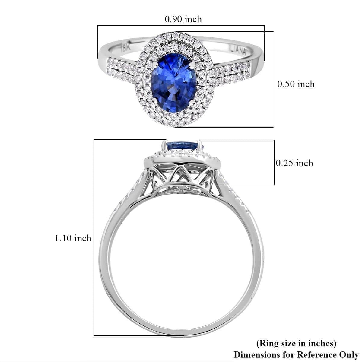 Certified & Appraised Iliana 18K White Gold AAA Ceylon Blue Sapphire and G-H SI Diamond Double Halo Ring (Size 6.0) 4.45 Grams 1.75 ctw image number 5