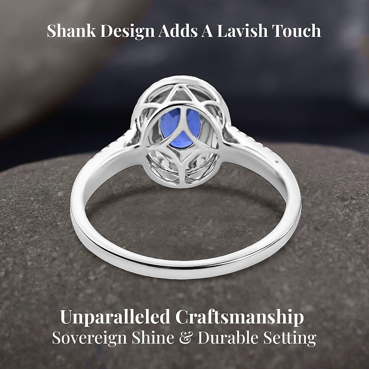 Certified & Appraised Iliana AAA Ceylon Blue Sapphire and G-H SI Diamond 1.75 ctw Double Halo Ring in 18K White Gold (Size 7.0) 4.45 Grams image number 3