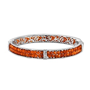 Hessonite Garnet Full Bangle 22.00 ctw Bracelet in Goldtone (7.50 In)