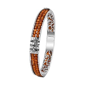Hessonite Garnet Full Bangle 22.00 ctw Bracelet in Goldtone (7.50 In)