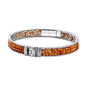 Hessonite Garnet Full Bangle 22.00 ctw Bracelet in Goldtone (7.50 In)
