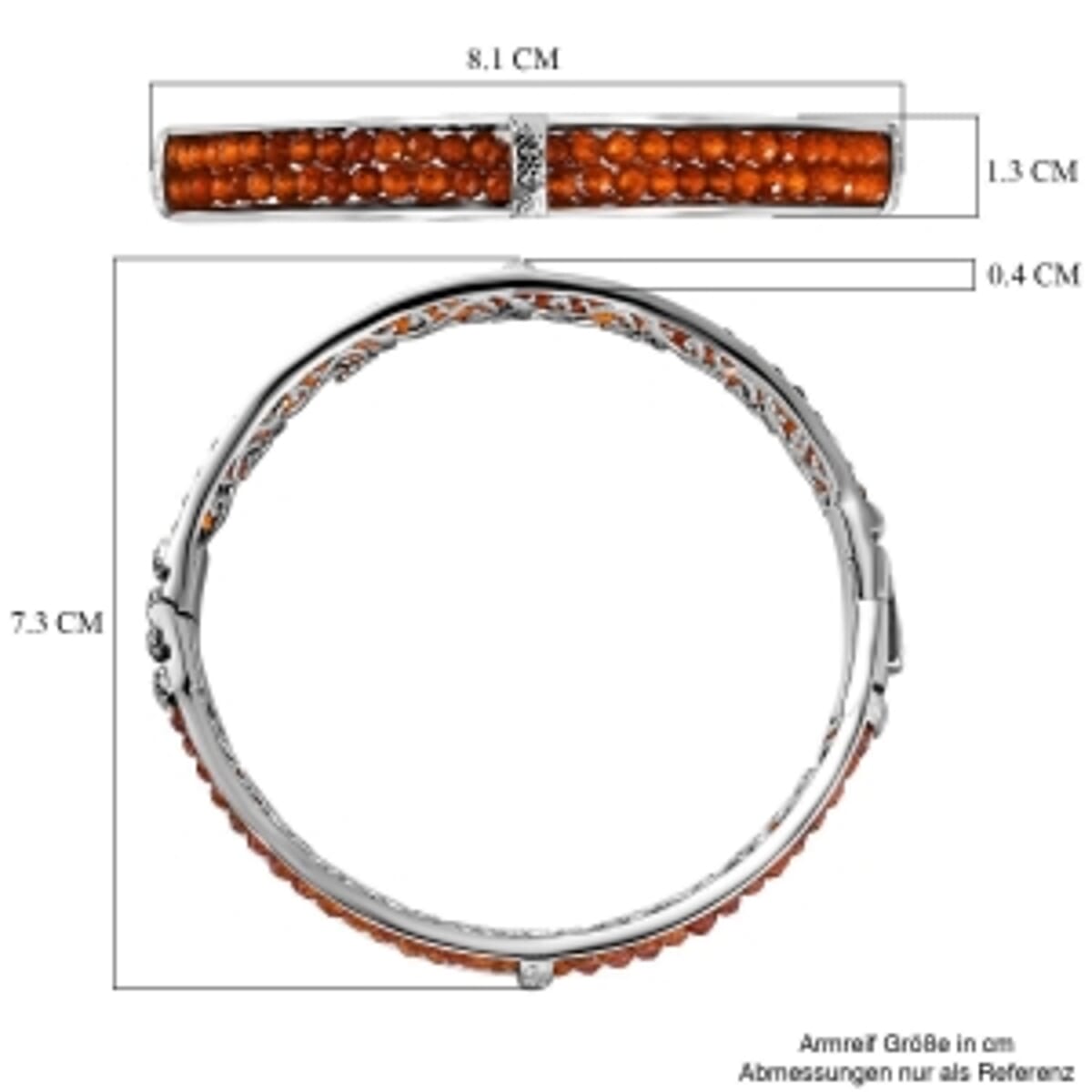 Hessonite Garnet Full Bangle 22.00 ctw Bracelet in Goldtone (7.50 In) image number 5