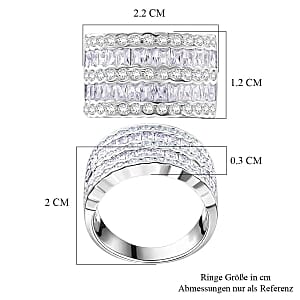 Simulated Diamond 5.71 ctw Ring in Rhodium Over Sterling Silver (Size 8)