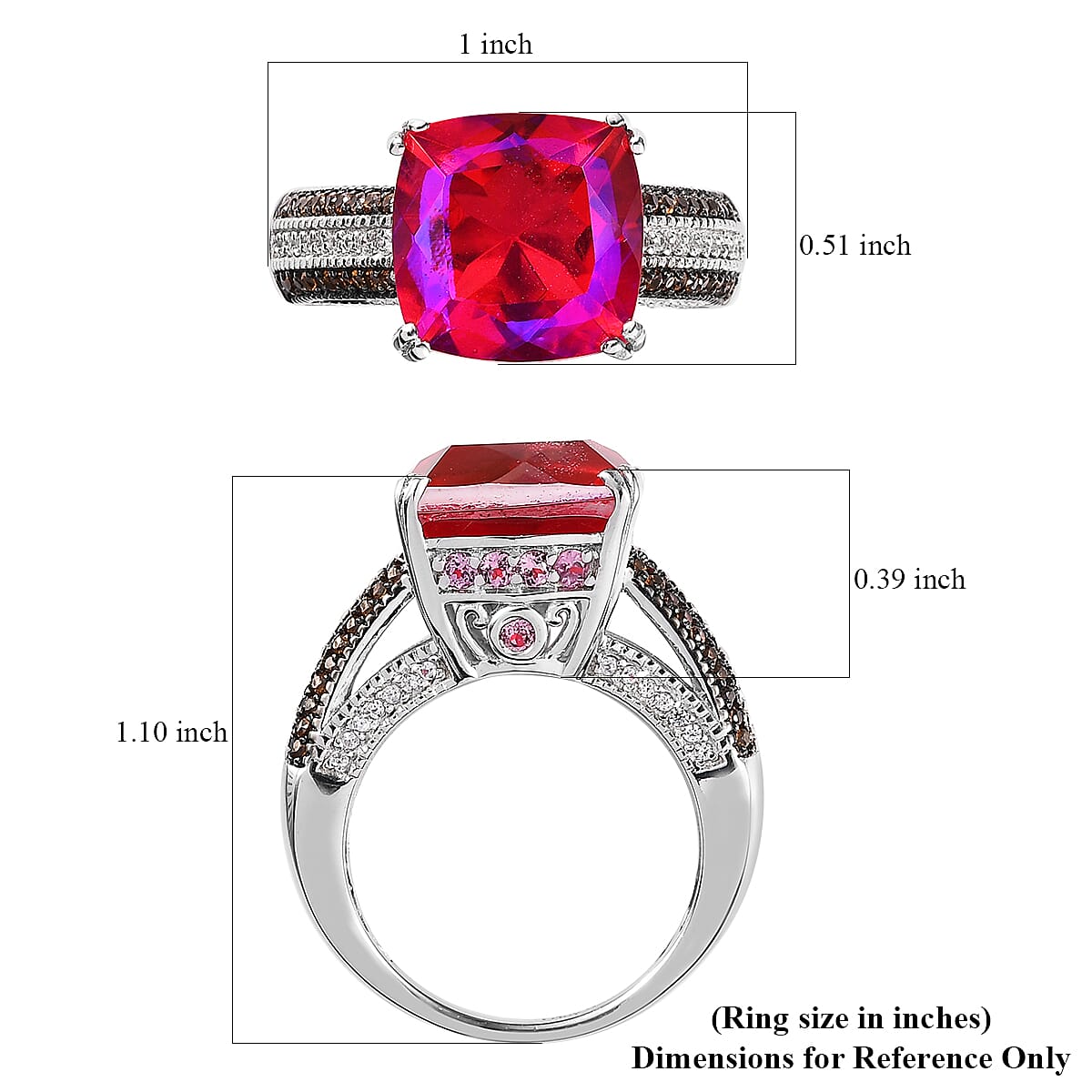 Volcanic Quartz (Triplet) and Multi Gemstone Ring in Platinum Over Sterling Silver (Size 10.0) 4.15 ctw