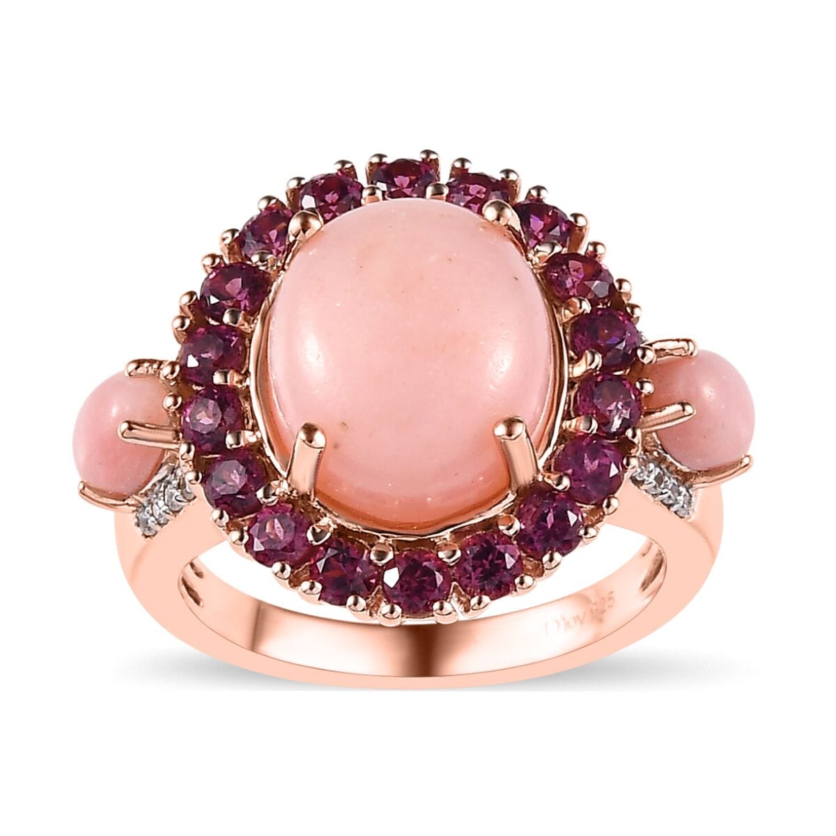 Premium Peruvian Pink Opal, Multi Gemstone Ring in Vermeil RG Over Sterling Silver (Size 10.0) 6.50 ctw image number 0