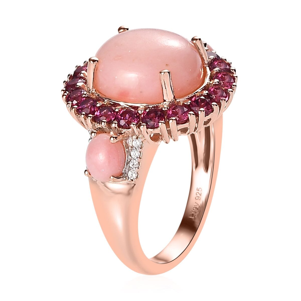 Premium Peruvian Pink Opal, Multi Gemstone Ring in Vermeil RG Over Sterling Silver (Size 10.0) 6.50 ctw image number 3