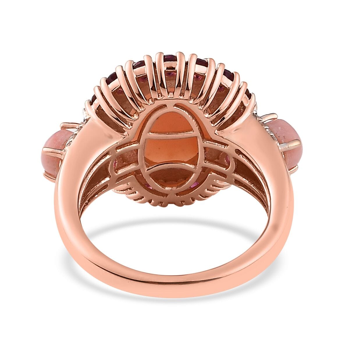 Premium Peruvian Pink Opal, Multi Gemstone Ring in Vermeil RG Over Sterling Silver (Size 10.0) 6.50 ctw image number 4