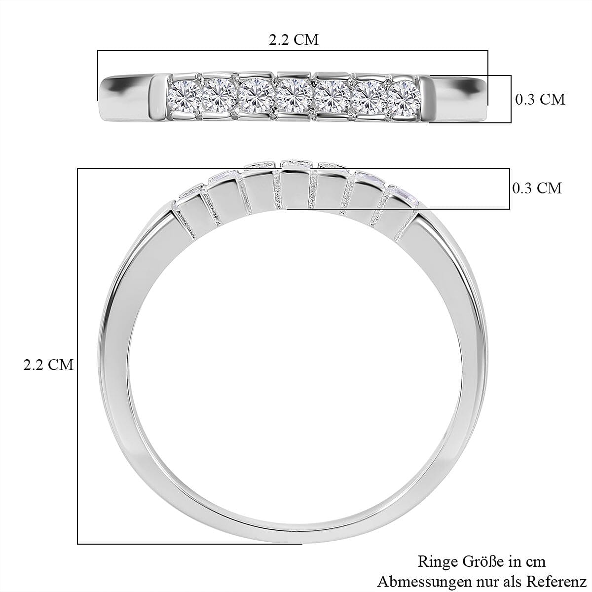 Simulated Diamond 3.06 ctw Ring in Rhodium Over Sterling Silver (Size 6.5)