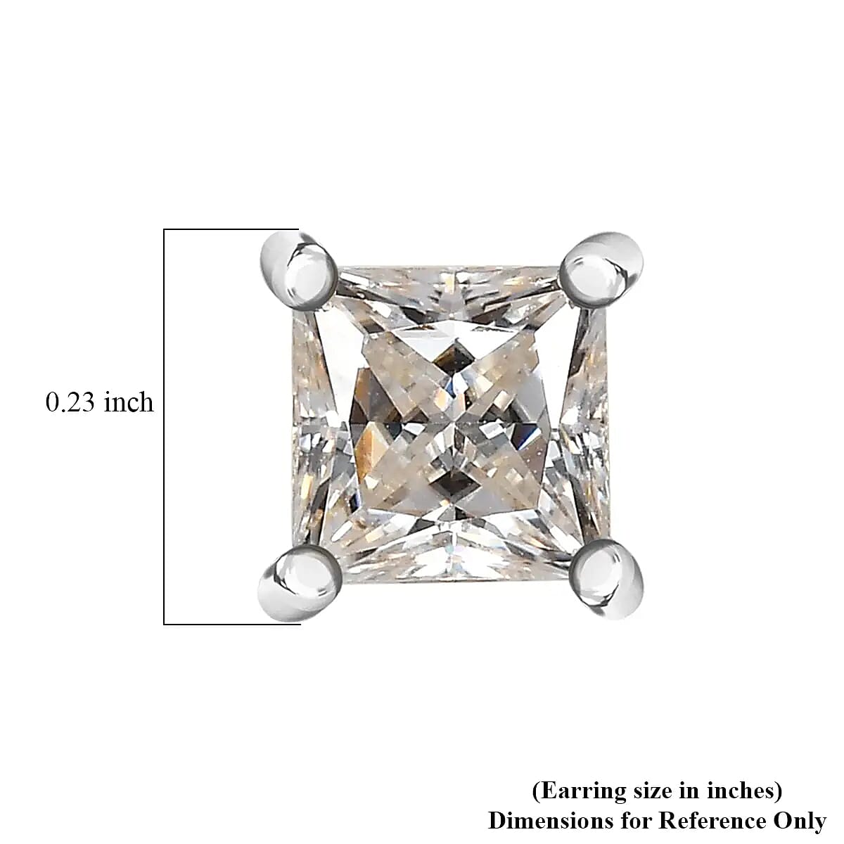 Moissanite (Sqr 5mm) Solitaire Stud Earrings in Platinum Over Sterling Silver 1.40 ctw image number 6