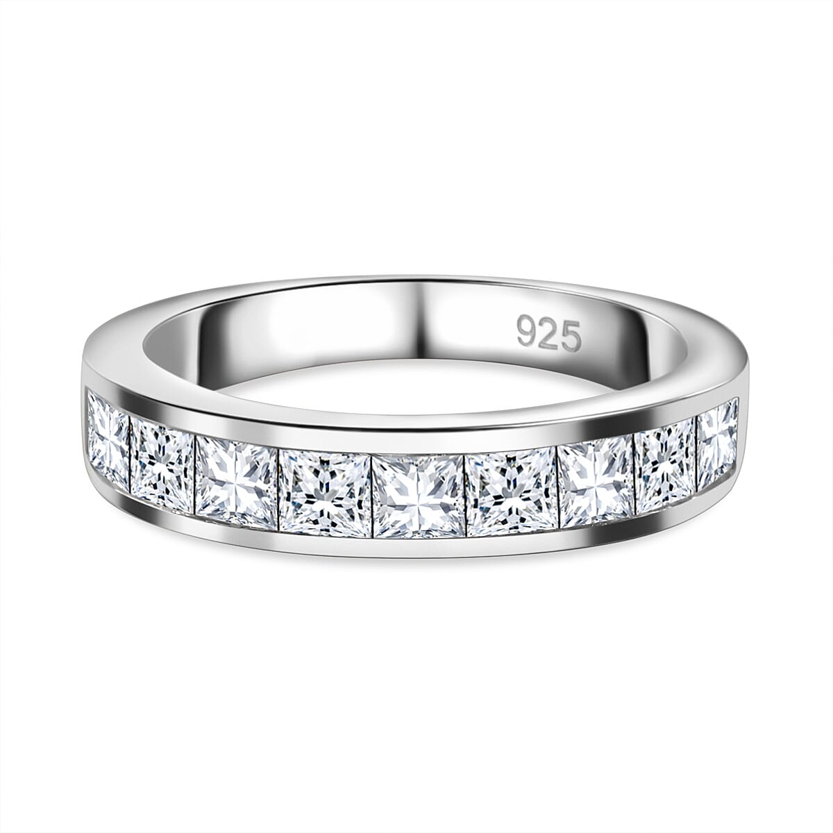 Simulated Diamond 2.35 ctw Ring in Rhodium Over Sterling Silver (Size 11.5)
