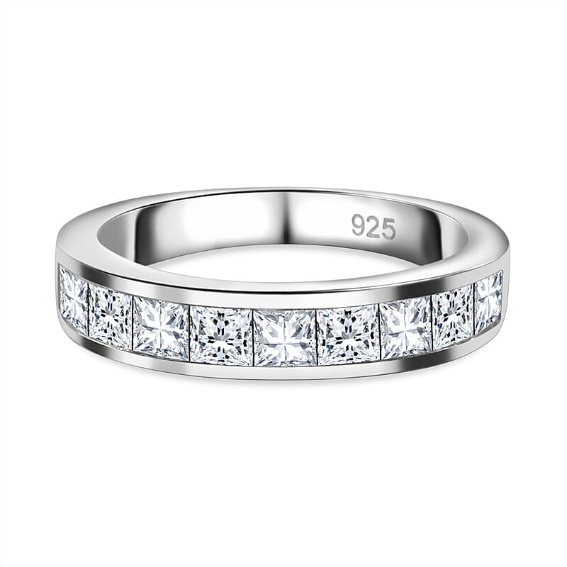 Simulated Diamond 2.35 ctw Ring in Rhodium Over Sterling Silver (Size 11.5)