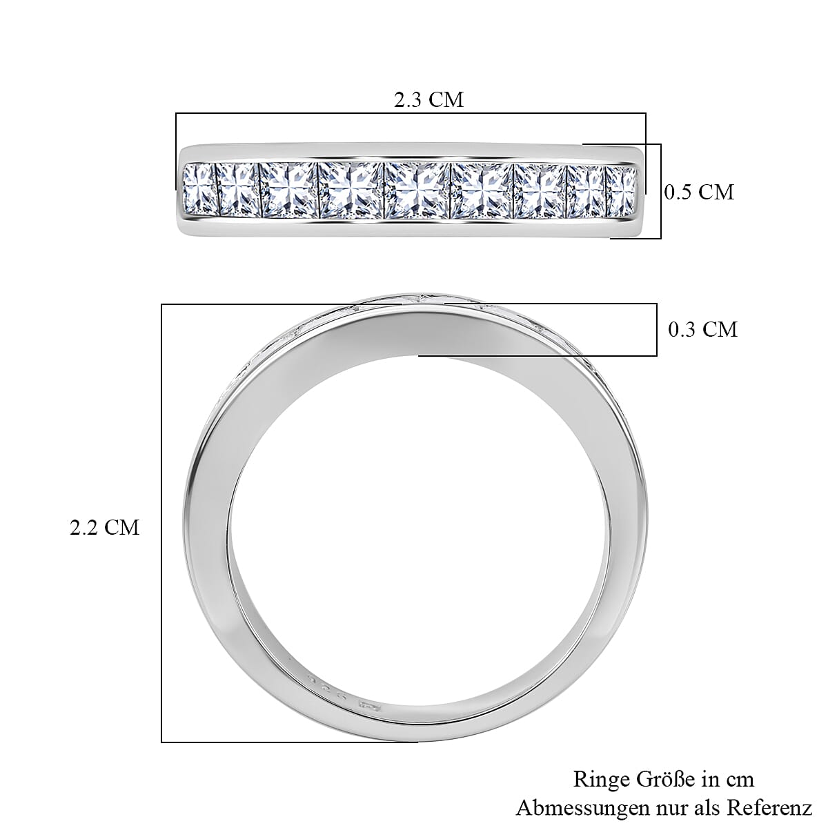 Simulated Diamond 2.35 ctw Ring in Rhodium Over Sterling Silver (Size 11.5)