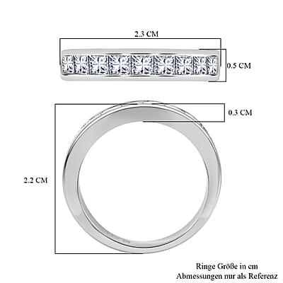 Simulated Diamond 2.35 ctw Ring in Rhodium Over Sterling Silver (Size 11.5)