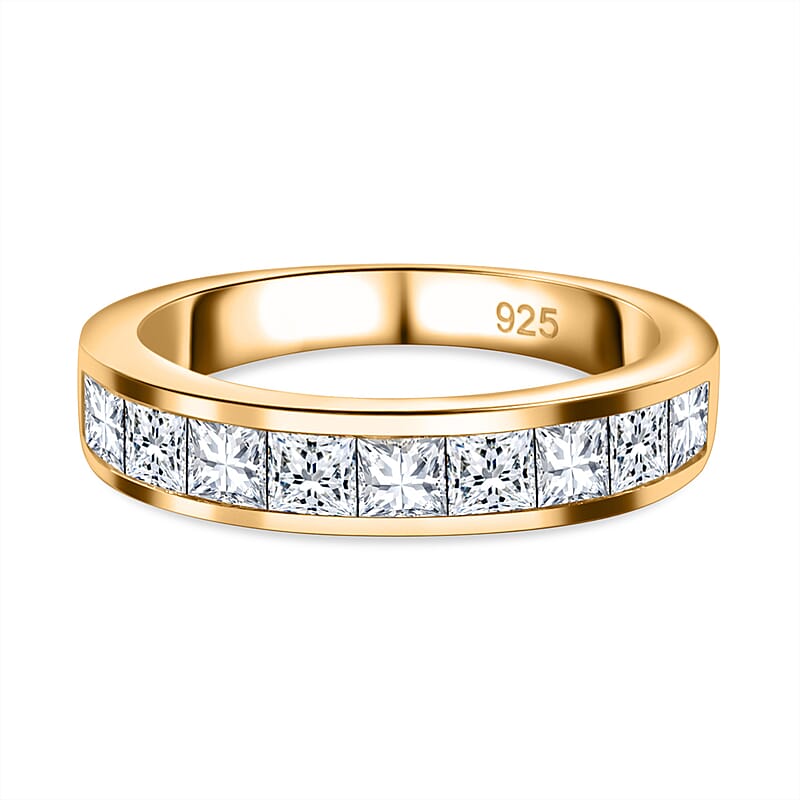 Simulated Diamond 2.35 ctw Ring in Vermeil YG Over Sterling Silver (Size 8)