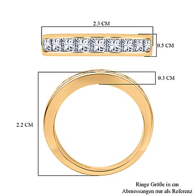Simulated Diamond 2.35 ctw Ring in Vermeil YG Over Sterling Silver (Size 8)