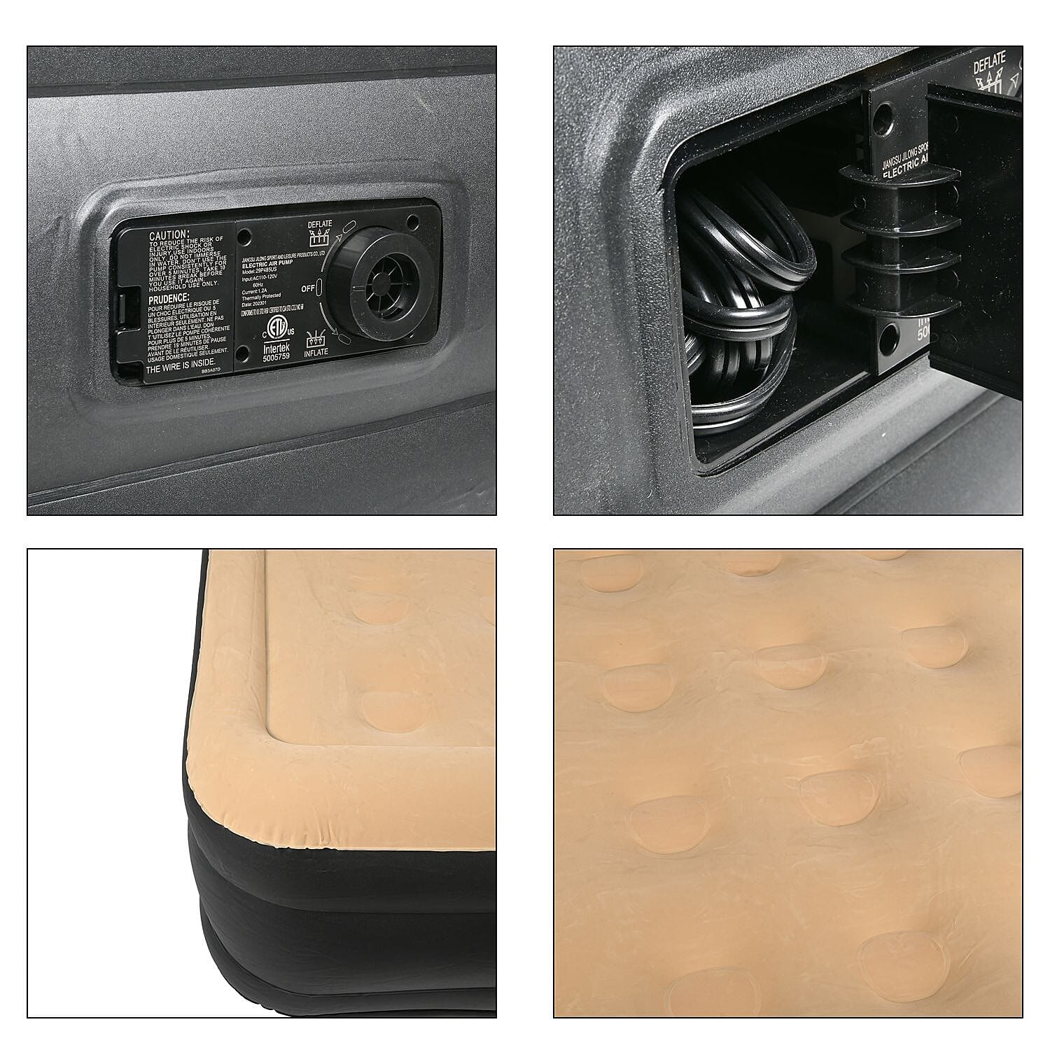 Closeout Beige Air Bed with Built-in Electric Pump