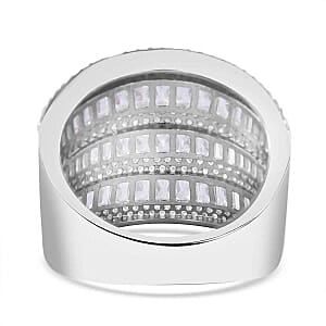 Simulated Diamond 6.20 ctw Ring in Rhodium Over Sterling Silver (Size 8.0)