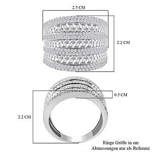 Simulated Diamond 6.20 ctw Ring in Rhodium Over Sterling Silver (Size 8.0)