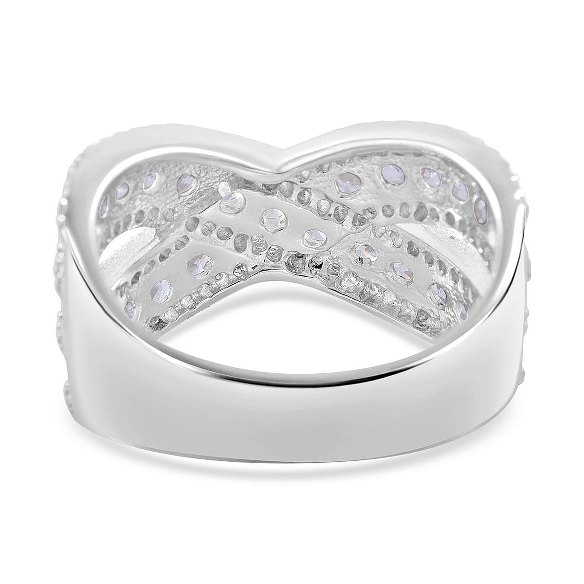 Simulated Diamond Ring in Rhodium Over Sterling Silver (Size 9.0)
