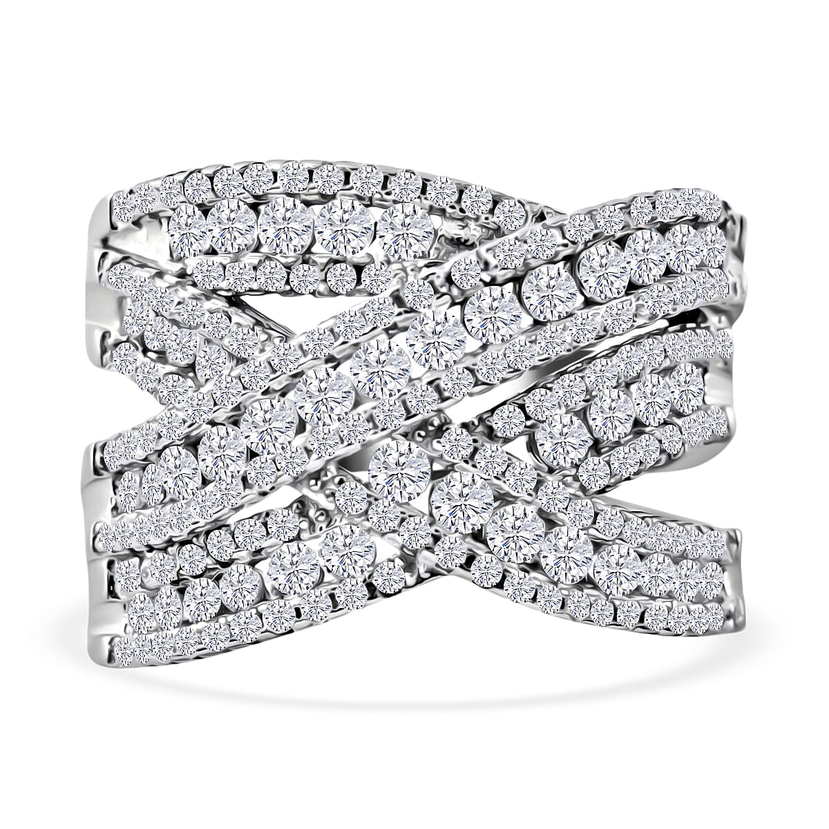 Simulated Diamond Ring in Rhodium Over Sterling Silver (Size 6.5) 3.40 ctw