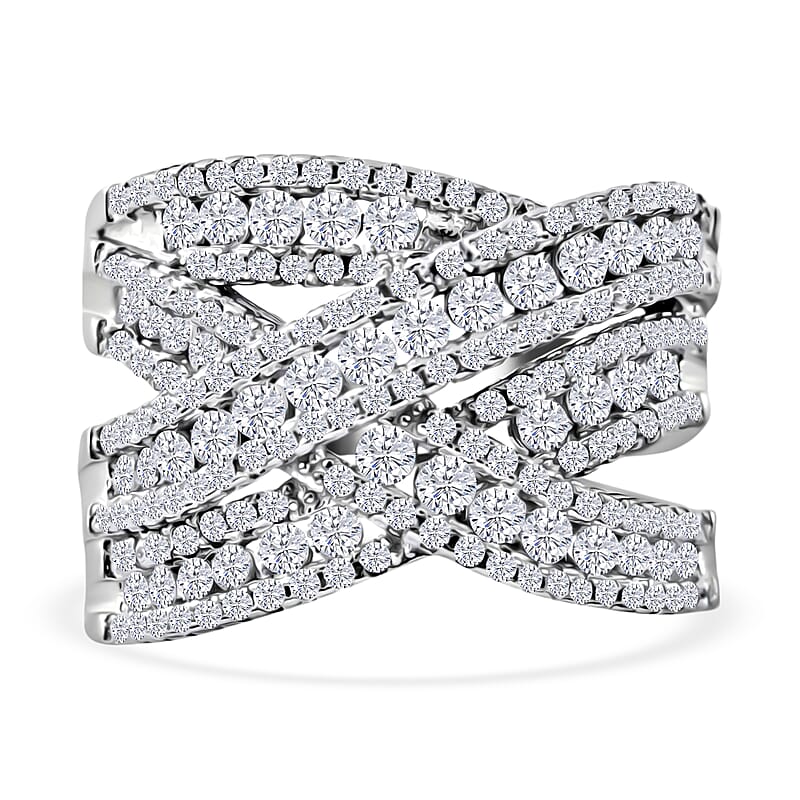 Crisscross Simulated Diamond Ring (Size 7)