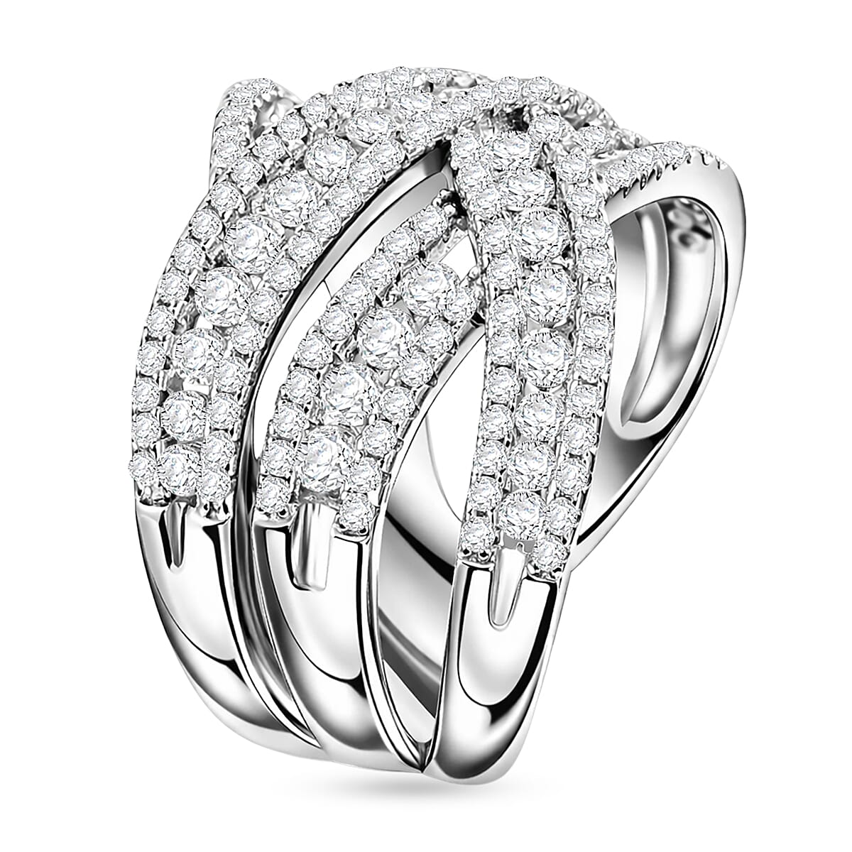 Simulated Diamond Ring in Rhodium Over Sterling Silver (Size 6.5) 3.40 ctw